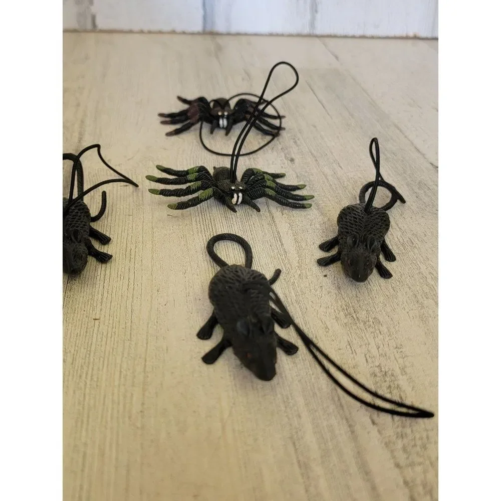 Mini rubber rats‎ quieter set Halloween hanging crop decor